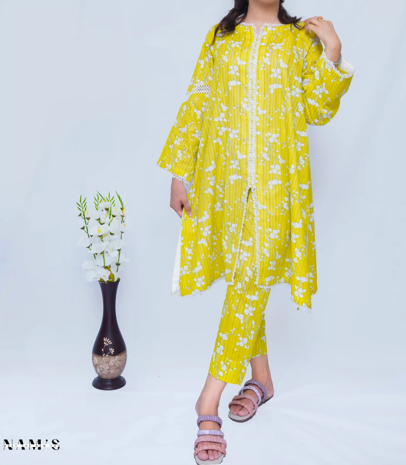 LEMON YELLOW PRINTED SUIT