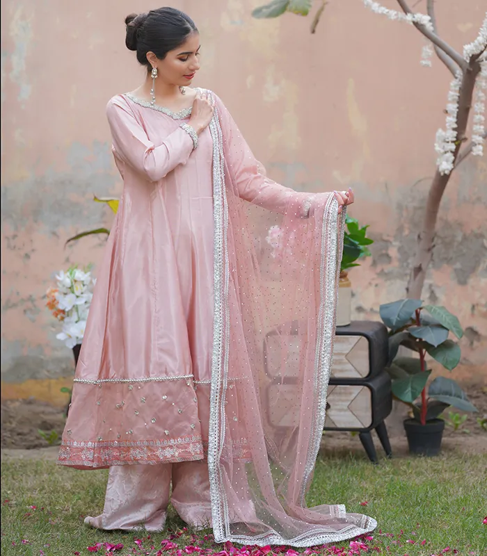 Shop with Namra is offering Tea Pink dress for Formal Wedding wear in latest festive collection 2024