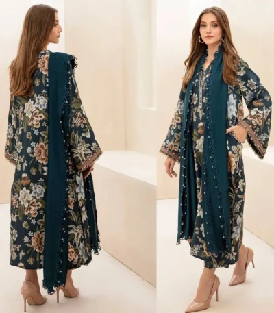 BAROQUE - 3PC Lawn Printed Shirt With Voile Printed Dupatta-761