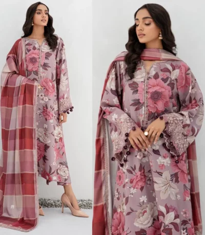 BAROQUE - 3PC Lawn Printed Shirt With Voile Printed Dupatta-764