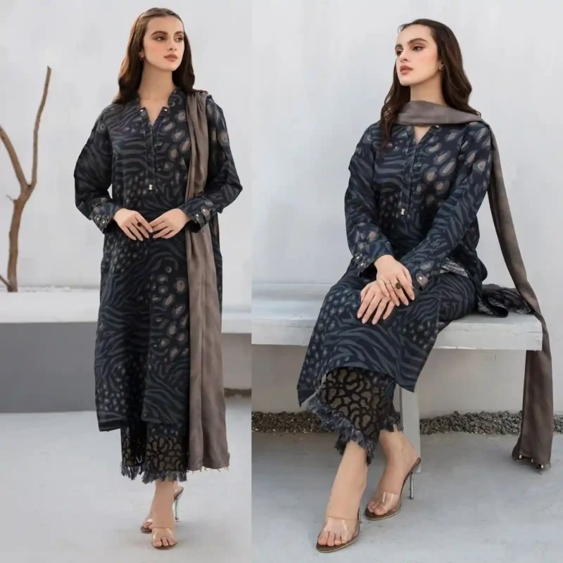 Sqoni is offering BAROQUE 3PC Lawn Printed Shirt With Voile Printed Dupatta 769 3 in latest clothing collection 2024