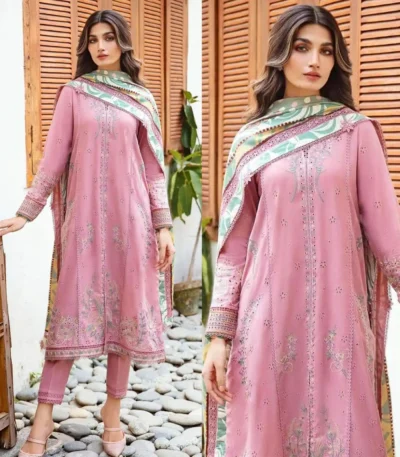 Jazmin Lawn 3PC Chikenkari Embroidered With Printed Dupatta-401