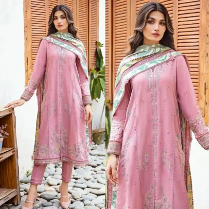 Jazmin Lawn 3PC Chikenkari Embroidered With Printed Dupatta-401