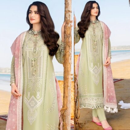 Qalamkar-Lawn-3PC-Chikankari-Embroidered-With-Printed-Dupatta