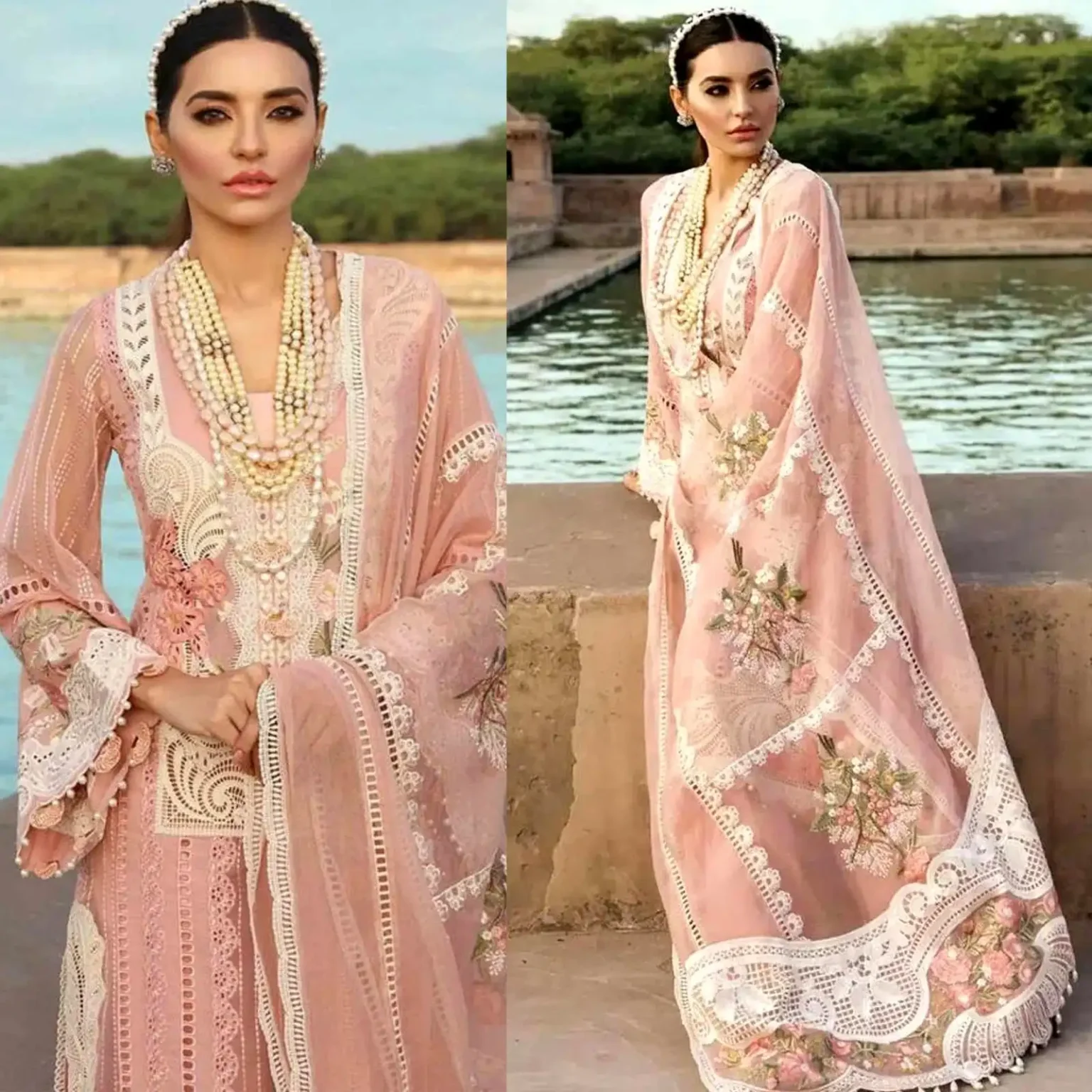 Sqoni is offering Crimson 3PC Lawn Heavy Embroidered Suit With Embroidered Dupatta 414 in latest clothing collection 2024