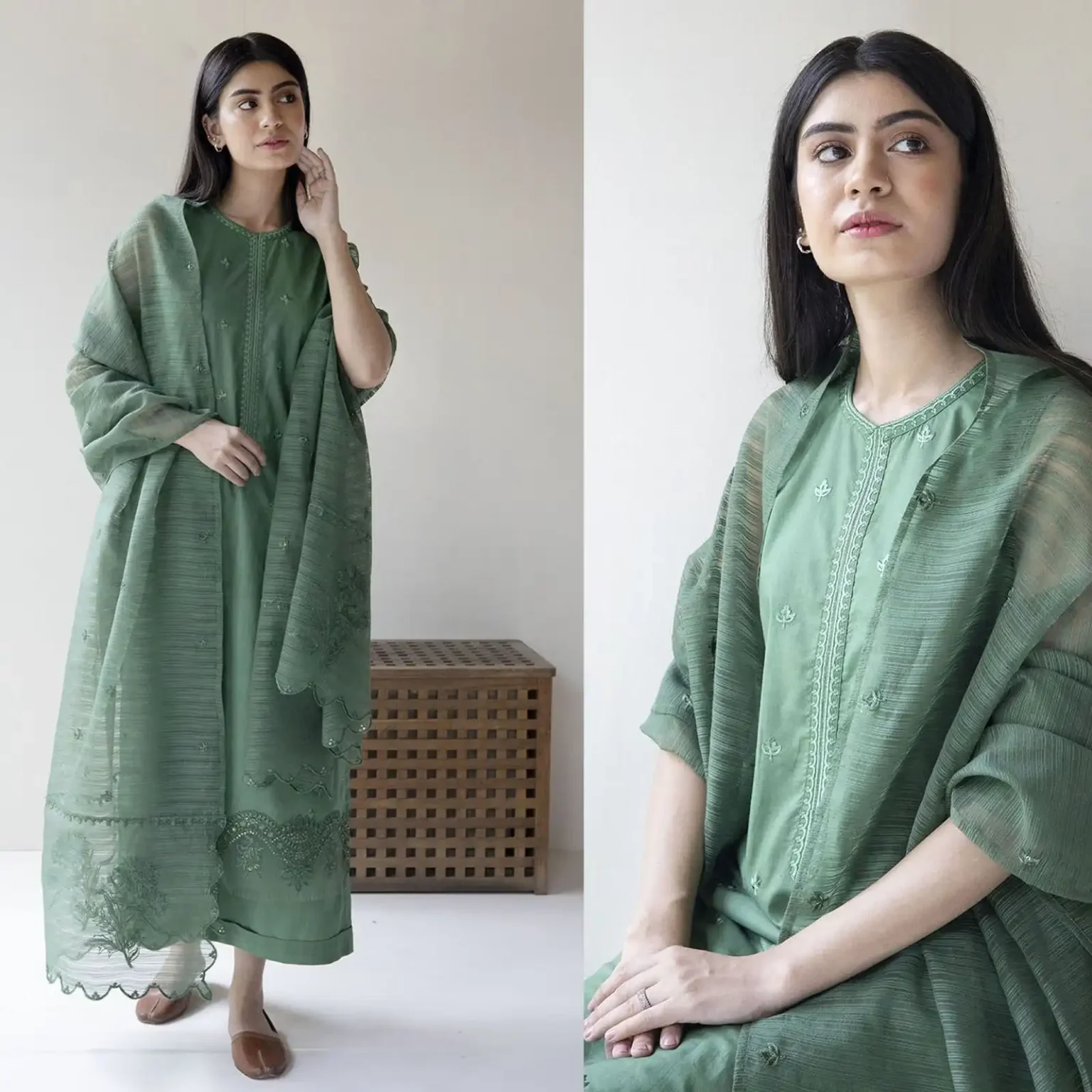 Sqoni is offering DYOT 3PC Lawn Embroidered Shirt With Organza Dupatta 335 4 in latest clothing collection 2024