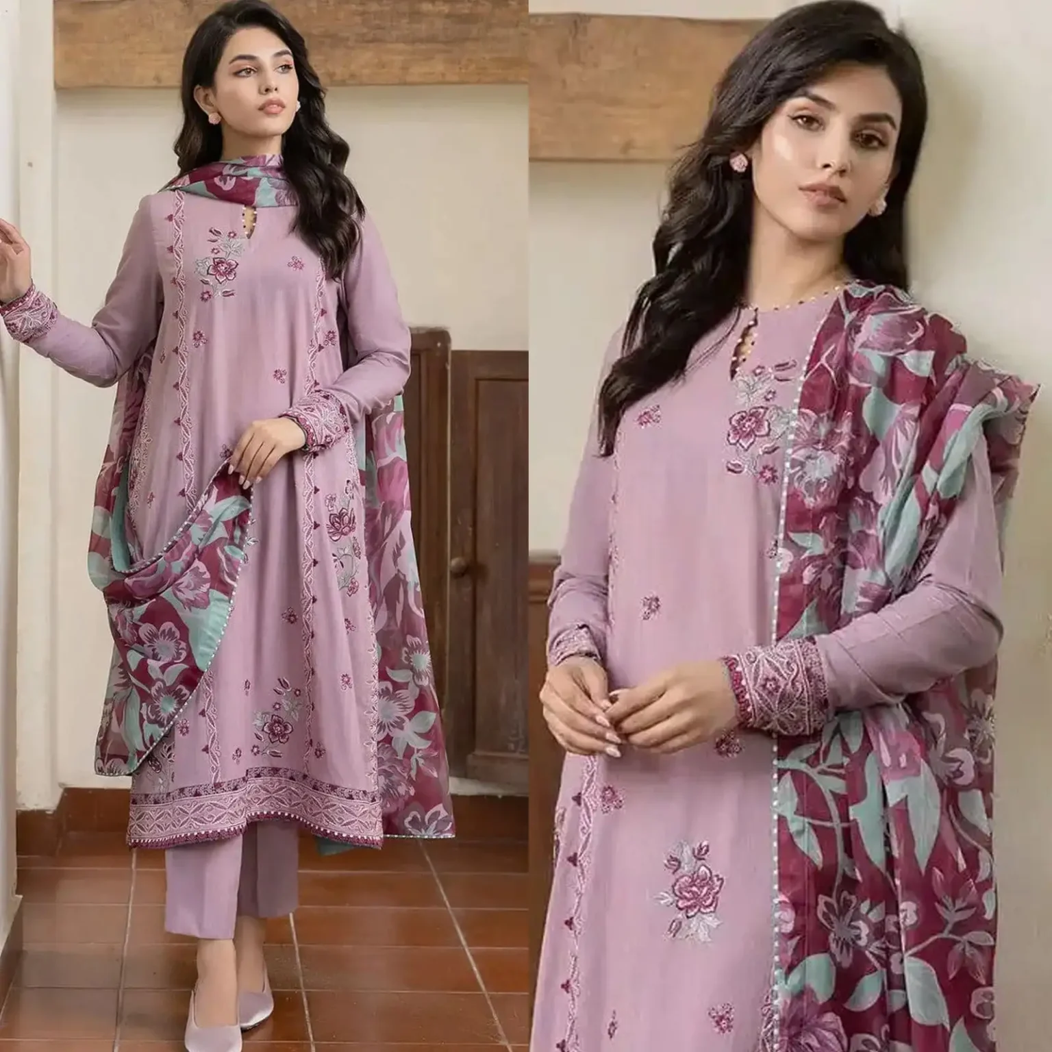 Sqoni is offering Jazmin Lawn 3PC Embroidered With Printed Dupatta 303 in latest clothing collection 2024