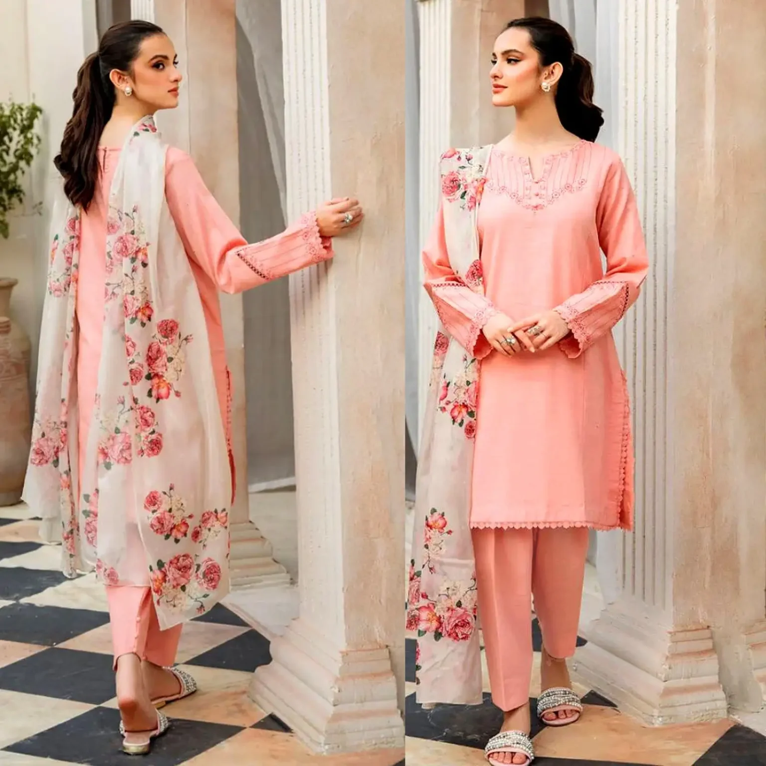 Sqoni is offering ZIVA 3PC LAWN EMBROIDERED SHIRT WITH PRINTED DUPATTA 333 1 in latest clothing collection 2024