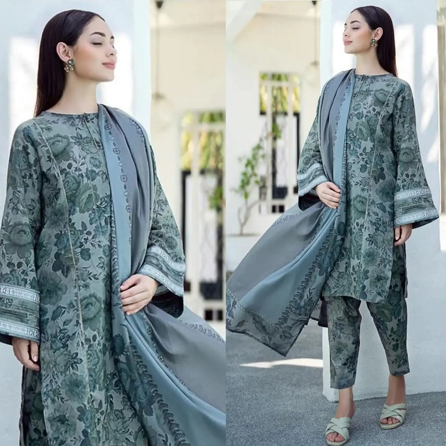 Sqoni is offering BAROQUE 3PC Lawn Printed Shirt With Voile Printed Dupatta 781 in latest clothing collection 2024