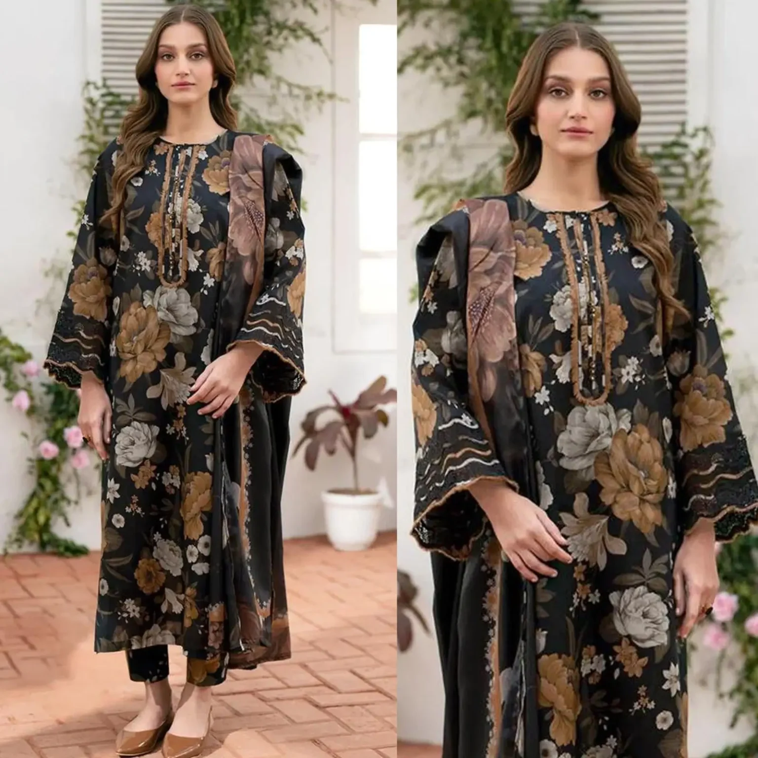 Sqoni is offering BAROQUE 3PC Lawn Printed Shirt With Voile Printed Dupatta 788 in latest clothing collection 2024