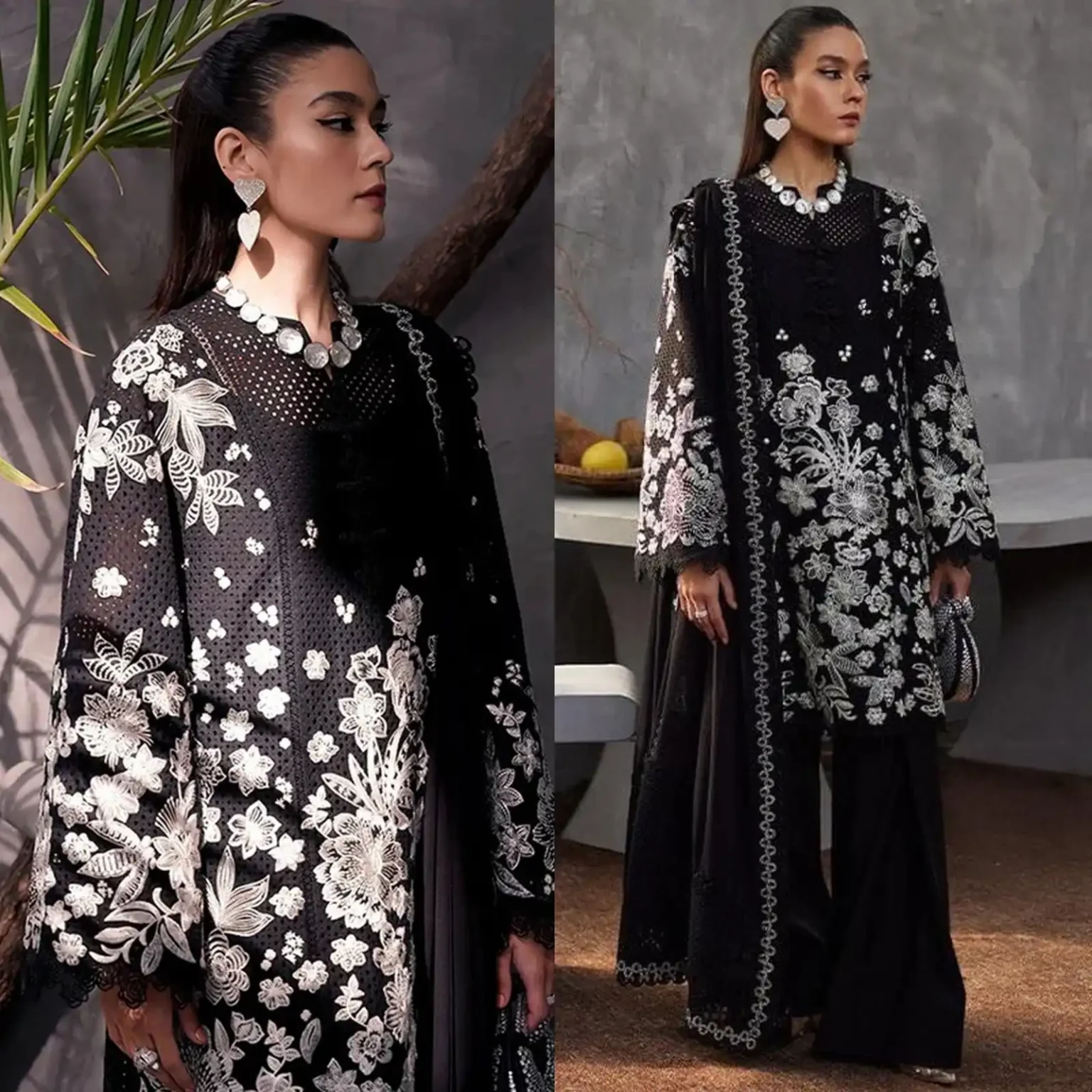 Sqoni is offering SANA YASIR 3PC LAWN EMBROIDERED SHIRT WITH CHIFFON EMBROIDERED DUPATTA 441 in latest clothing collection 2024