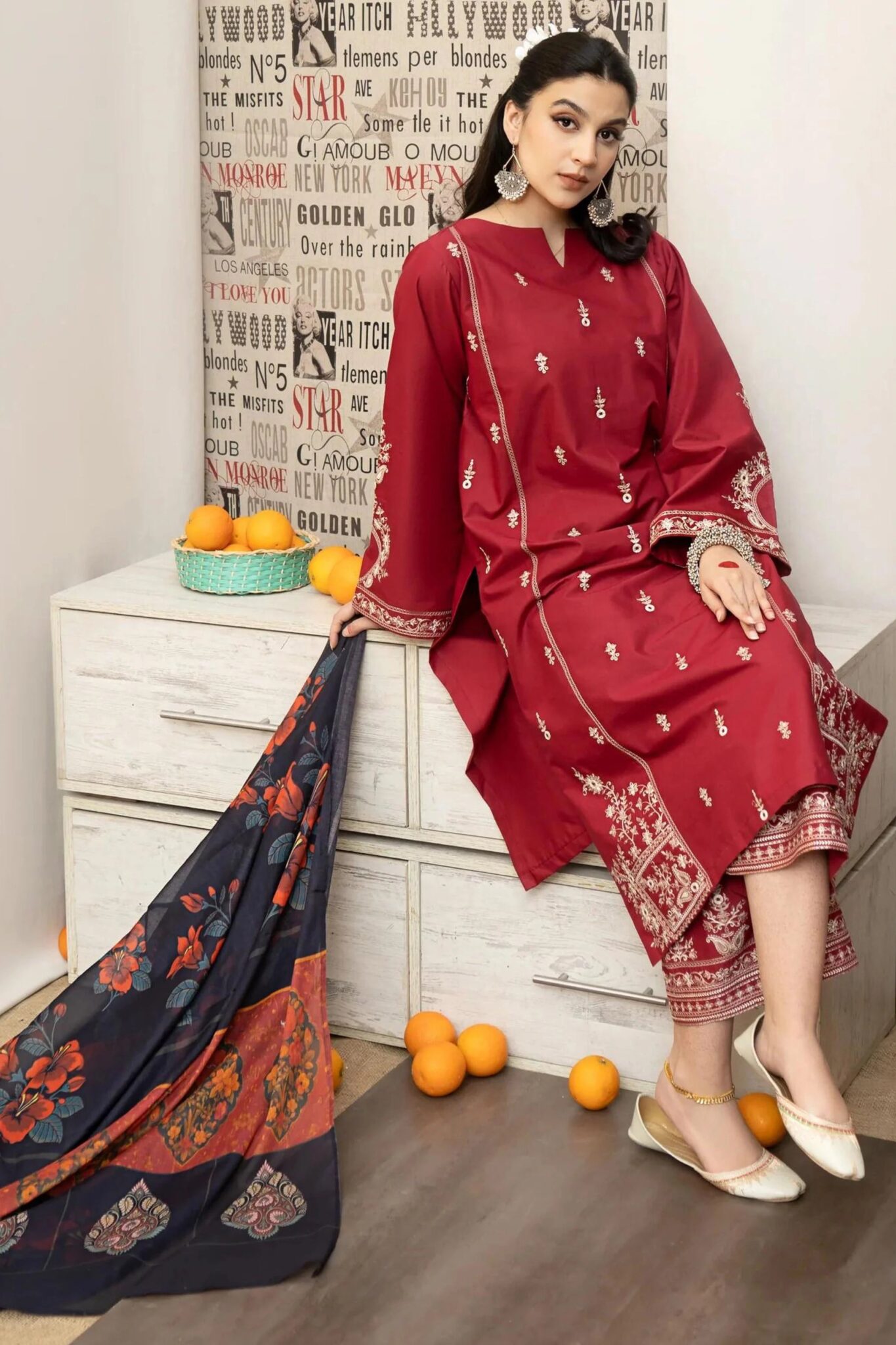 Sqoni is offering URGE 3PC Lawn Embroidered Shirt With Printed Dupatta 436 3 scaled in latest clothing collection 2024