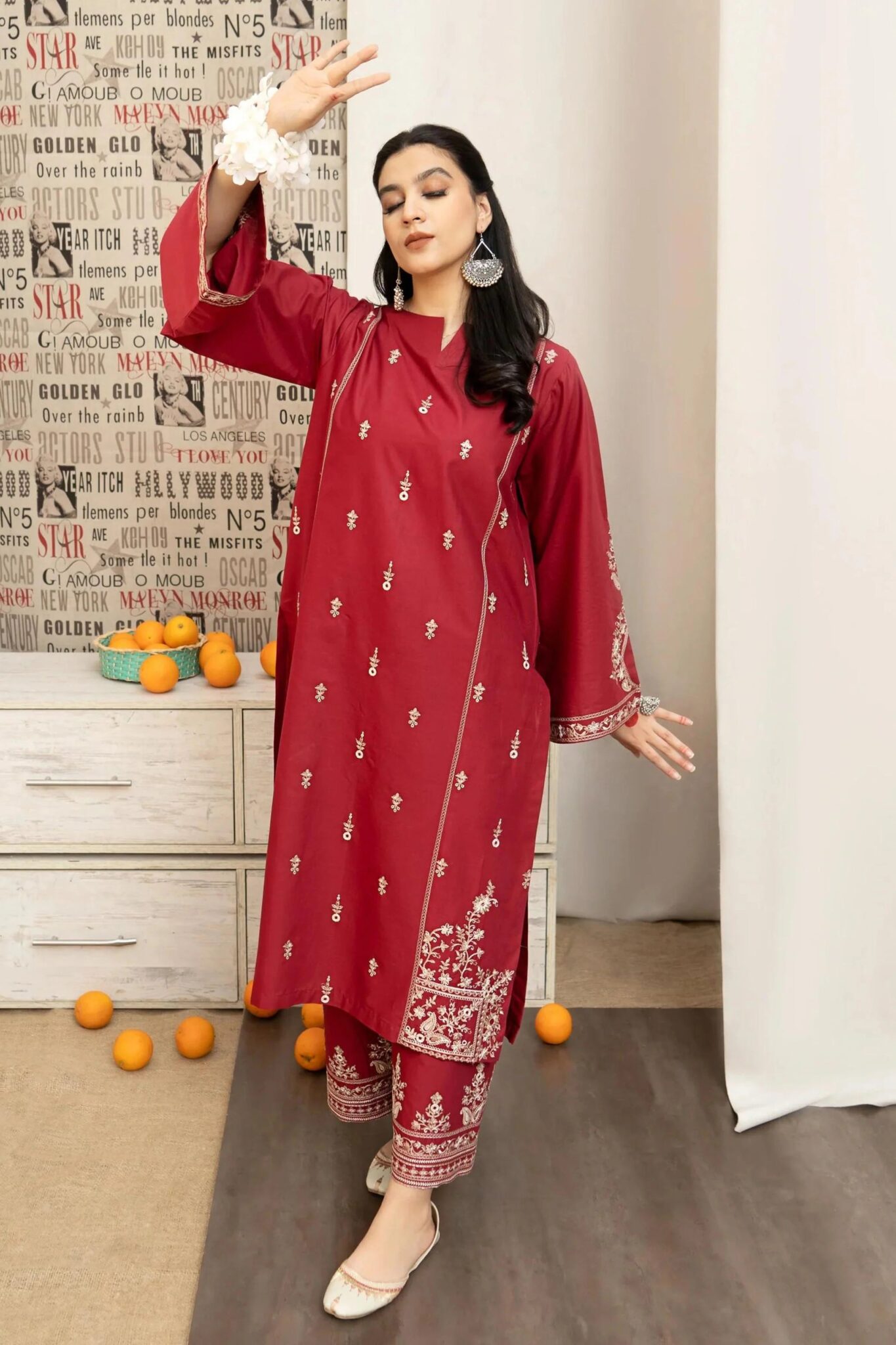 Sqoni is offering URGE 3PC Lawn Embroidered Shirt With Printed Dupatta 436 4 scaled in latest clothing collection 2024