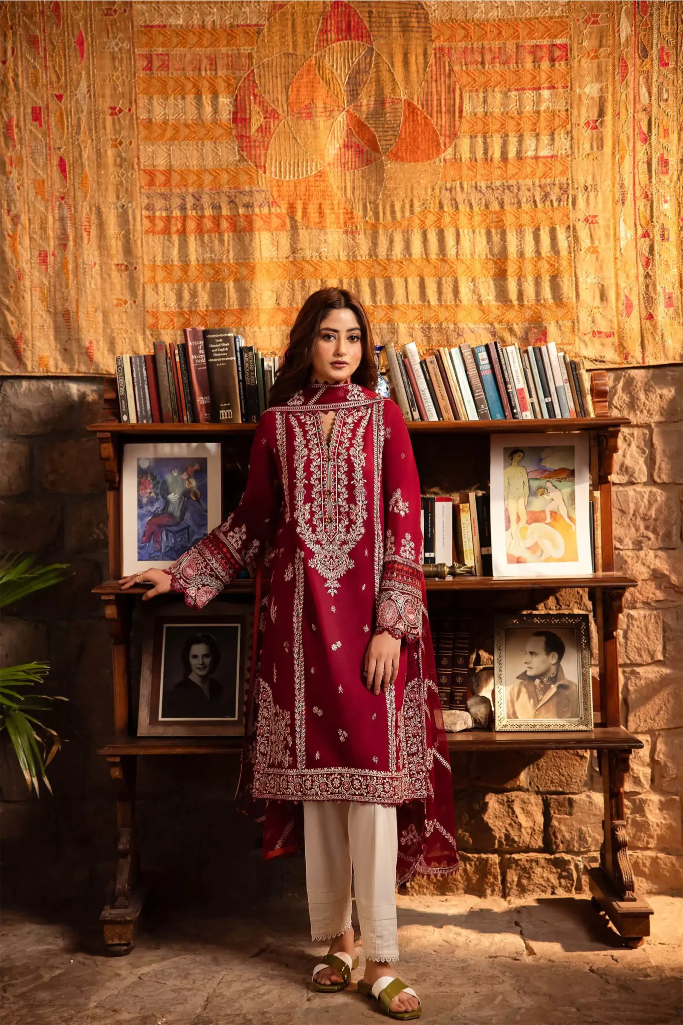 Sqoni is offering ZAHA 3PC Lawn Embroidered With Chiffon Embroidered Dupatta 452 in latest clothing collection 2024