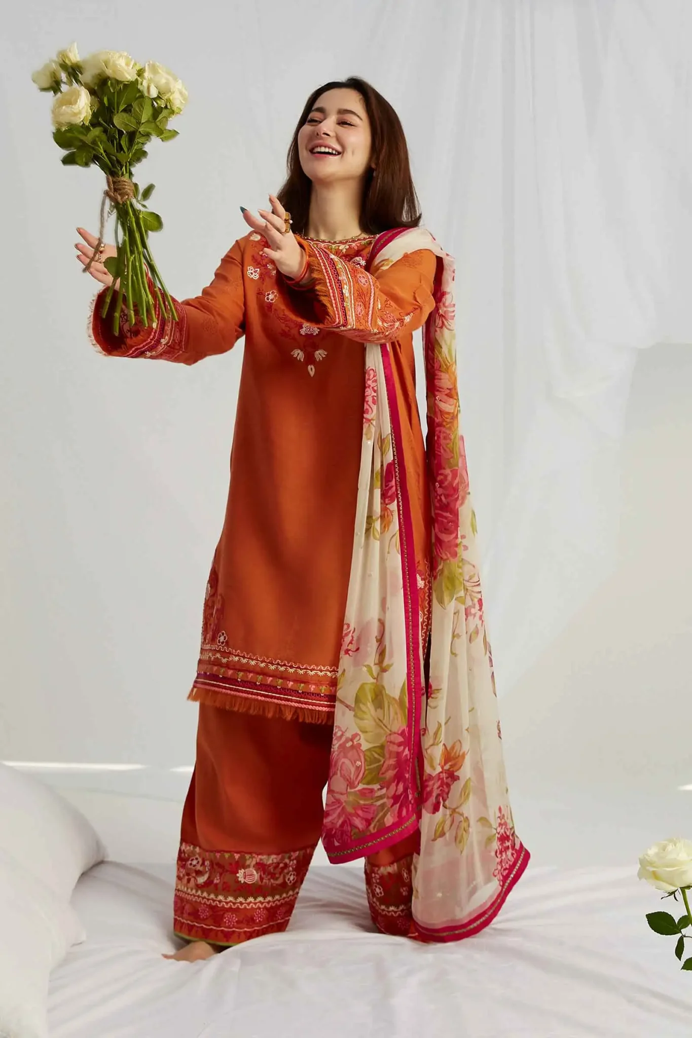 Sqoni is offering ZARA SHAHJAHAN 3PC Lawn Embroidered Shirt With Printed Dupatta 466 3 in latest clothing collection 2024